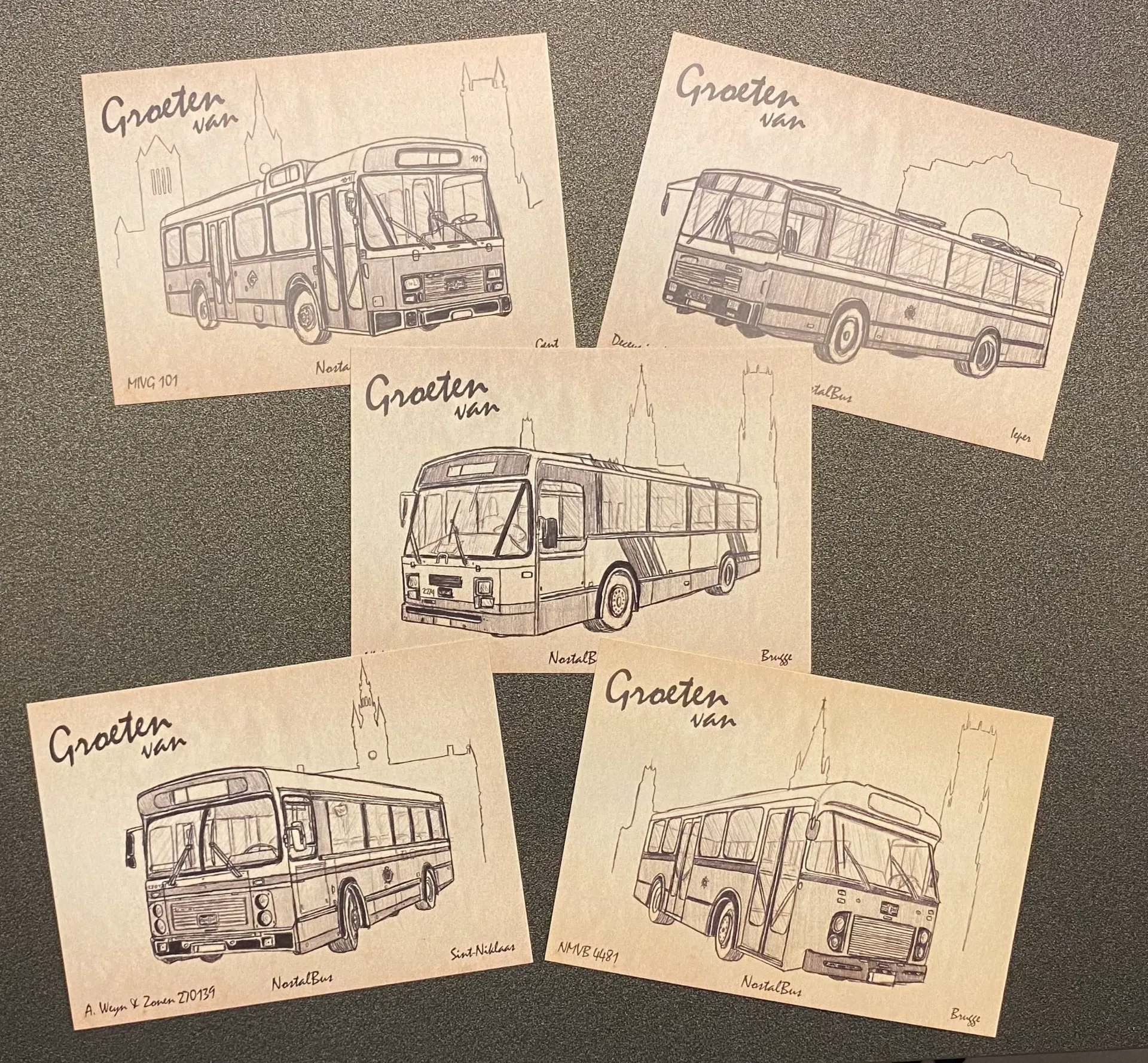 Set van 5 postkaarten